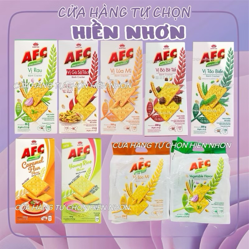 BÁNH AFC VỊ RAU/ LÚA MÌ/ TẢO BIỂN/ BÒ BÍT TẾT/ CARAMEL 200G | Shopee ...