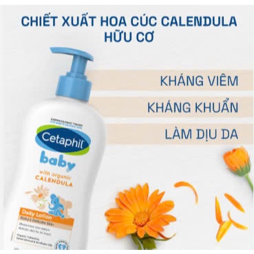 Sữa dưỡng ẩm dịu lành cho bé Cetaphil Baby Daily Lotion / Organic Calendula 400ml - hanzo2009