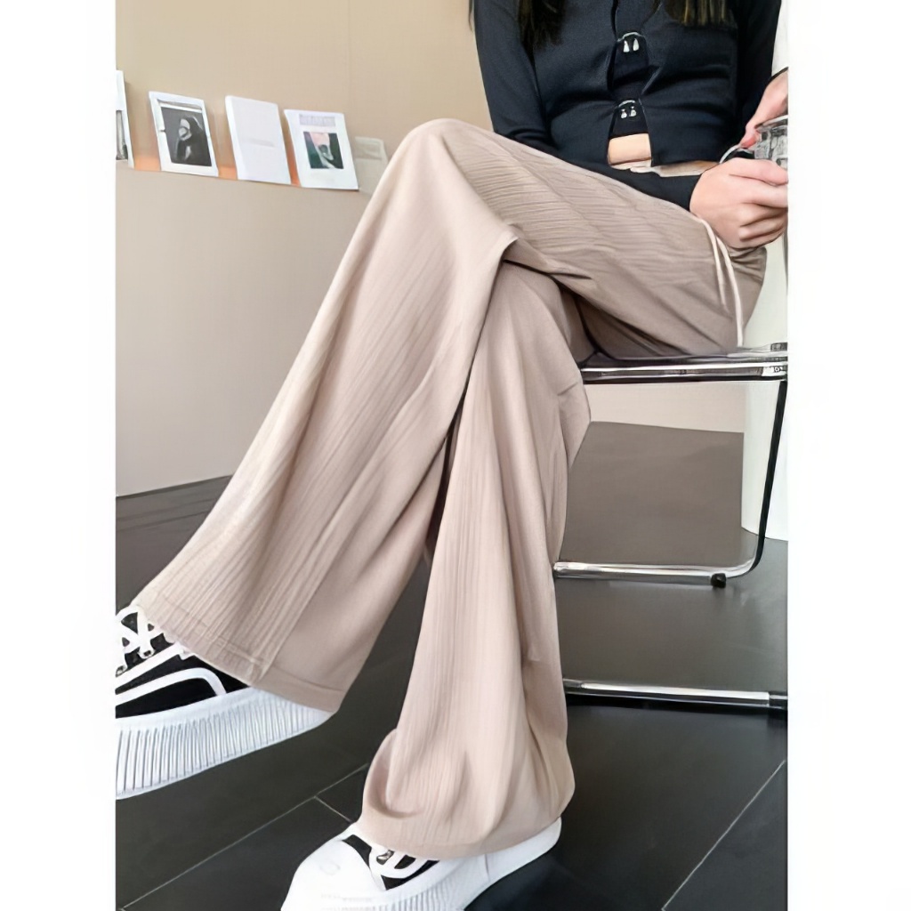 Quần suông ống rộng nữ cạp cao lưng chun chất tăm lạnh hàn - Culottes dáng dài nhiều màu phong cách trẻ trung hàn quốc
