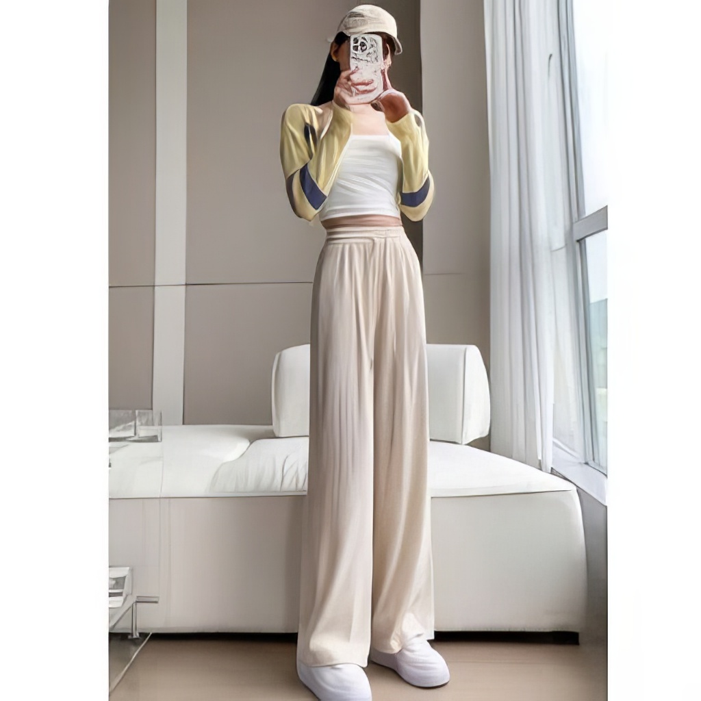 Quần suông ống rộng nữ cạp cao lưng chun chất tăm lạnh hàn - Culottes dáng dài nhiều màu phong cách trẻ trung hàn quốc