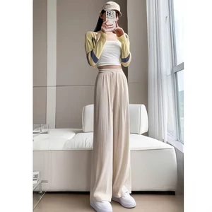 Quần suông ống rộng nữ cạp cao lưng chun chất tăm lạnh hàn - Culottes dáng dài nhiều màu phong cách trẻ trung hàn quốc