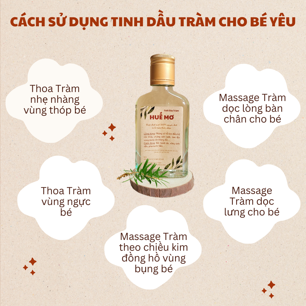 Tinh dầu Sả, Tràm, Quế Nguyên Chất HUẾ MƠ - Đuổi muỗi, côn trùng, khử mùi, thơm phòng- Bóp giọt