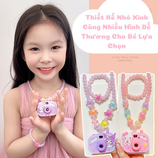 Máy Ảnh Chiếu Hình Cute Kuromi, Melody, Cún Trắng Cho Bé Kèm Set Vòng Tay, Vòng Cổ - Đồ Chơi Trung Thu Phát Sáng Cho Bé