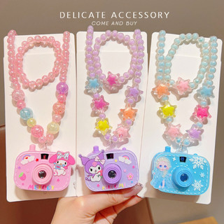 Máy Ảnh Chiếu Hình Cute Kuromi, Melody, Cún Trắng Cho Bé Kèm Set Vòng Tay, Vòng Cổ - Đồ Chơi Trung Thu Phát Sáng Cho Bé
