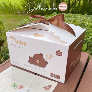 Hộp giấy đựng set ăn dặm silicone cho bé làm quà tặng