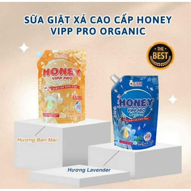 Sỉ combo 2 túi  giặt xả Honey, dung lượng 3,6L/1 túi