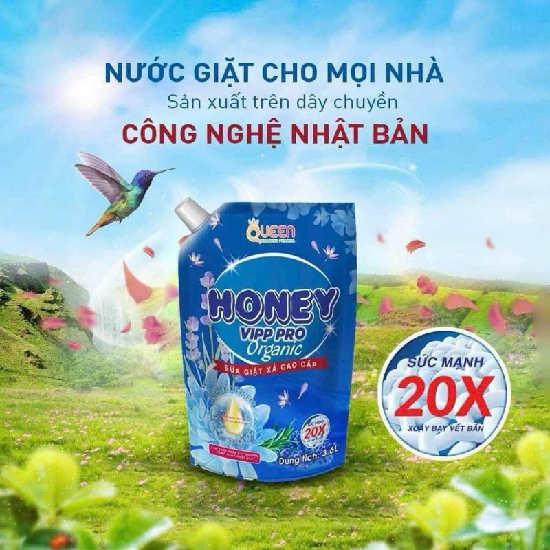 Sỉ combo 2 túi  giặt xả Honey, dung lượng 3,6L/1 túi