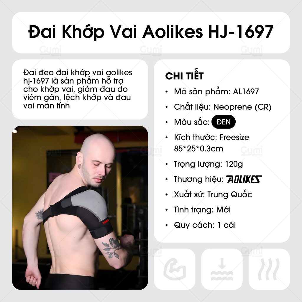 Đai bảo vệ khớp vai có điều chỉnh Aolikes 1697 - AL1697