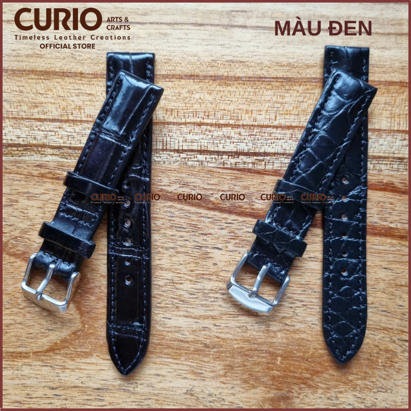 Dây đồng hồ nam nữ da cá sấu thật, tặng kèm hộp gỗ + tool thay + bộ khóa + chốt - WSCS CURIO LEATHER