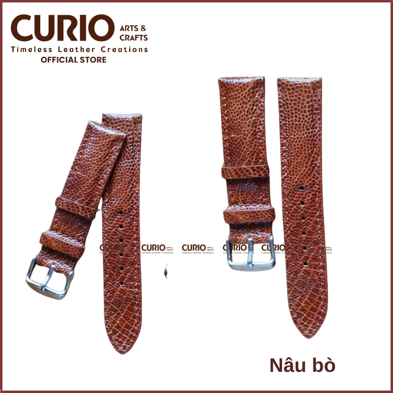 Dây đồng hồ da đà điểu thật kèm hộp gỗ, tool thay dây, bộ khóa, chốt - BH 1 năm - WSDD CURIO LEATHER