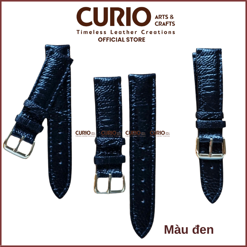 Dây đồng hồ da đà điểu thật kèm hộp gỗ, tool thay dây, bộ khóa, chốt - BH 1 năm - WSDD CURIO LEATHER
