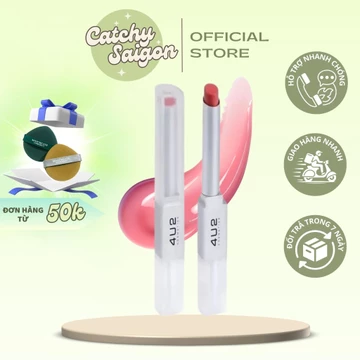 [4U2] Son 4U2 2 Đầu Dạng Thỏi Better Half Duo Lip Kèm Đầu Son Bóng Khóa Màu Lì, Không Lem Trôi 2.4g