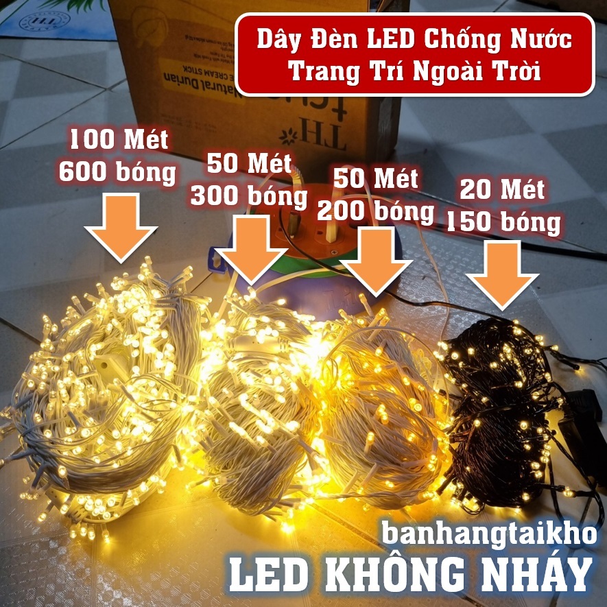 Dây Đèn Led trang trí Chống Nước 50m 100m 20m không nháy, trang trí ...