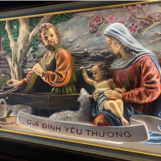 Tranh gia đình thánh gia treo tường chất lượng, hàng đặt lẻ sẽ không kính, hàng sỉ mới có kính, mong khách thông cảm ạ