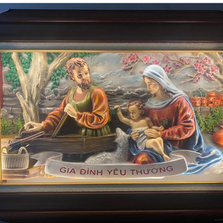 Tranh gia đình thánh gia treo tường chất lượng, hàng đặt lẻ sẽ không kính, hàng sỉ mới có kính, mong khách thông cảm ạ