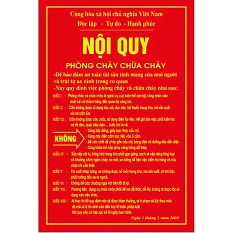 Biển Nội Quy PCCC BEDO Chất Liệu Cao Cấp Biển Tiêu Lệnh Cấm Hút Thuốc Cấm Lửa In Sắc Nét Bền Đẹp