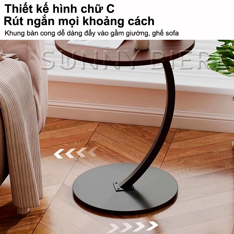 SUNNY Bàn Tròn Sofa 40x40x60cm Chân Sắt Bền Chắc Bàn Cafe Kệ Để Đồ Đầu Giường Trang Trí Nội Thất