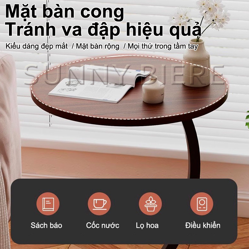 SUNNY Bàn Tròn Sofa 40x40x60cm Chân Sắt Bền Chắc Bàn Cafe Kệ Để Đồ Đầu Giường Trang Trí Nội Thất