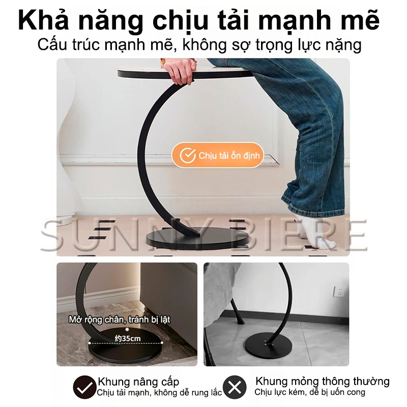 SUNNY Bàn Tròn Sofa 40x40x60cm Chân Sắt Bền Chắc Bàn Cafe Kệ Để Đồ Đầu Giường Trang Trí Nội Thất