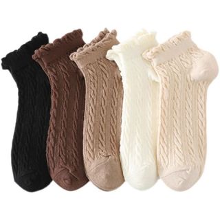Tất nữ cổ thấp nhún bèo xinh xắn dễ thương chất cotton thấm hút tốt chống hôi chân DEVARI T685