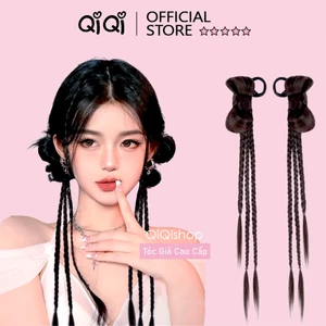 Tóc Giả Tết 3 Dây Gắn Nơ Cột Chun (Giá 1 bên) Phong Cách Cá Tính Cho Nữ QiQiShop