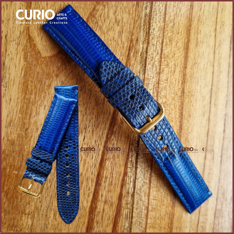 Dây đồng hồ nam nữ da kỳ đà thật kèm hộp gỗ + tool thay + khóa + chốt - BH 1năm - WSKD CURIO LEATHER