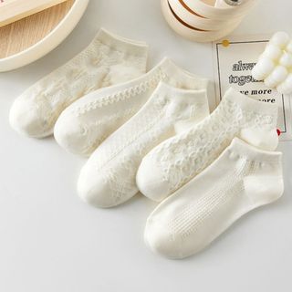 Combo 5 đôi tất vớ nữ cổ ngắn thoáng mát thấm hút tốt chống hôi chân tone trắng xinh xắn DEVARI T632