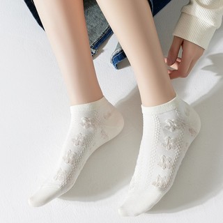 Combo 5 đôi tất vớ nữ cổ ngắn thoáng mát thấm hút tốt chống hôi chân tone trắng xinh xắn DEVARI T632