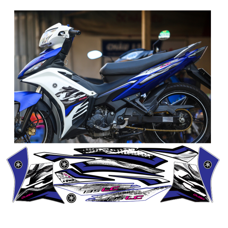 tem rời exciter 135 mẫu LC cao cấp chất liệu in 3 lớp chống nước không phai màu nhãn dán decal.