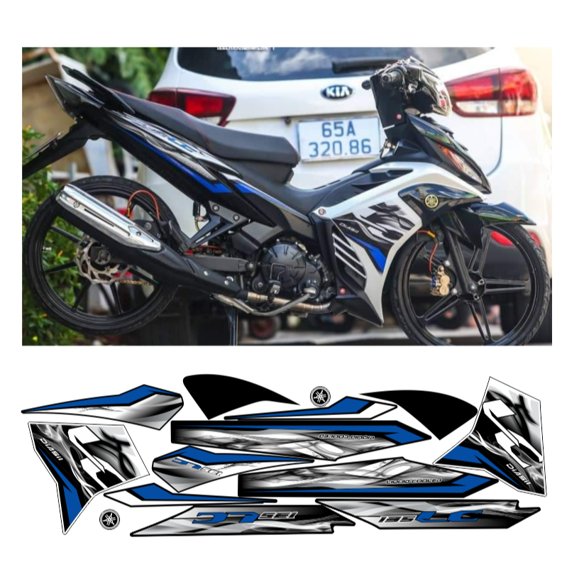 tem rời exciter 135 mẫu LC cao cấp chất liệu in 3 lớp chống nước không phai màu nhãn dán decal.