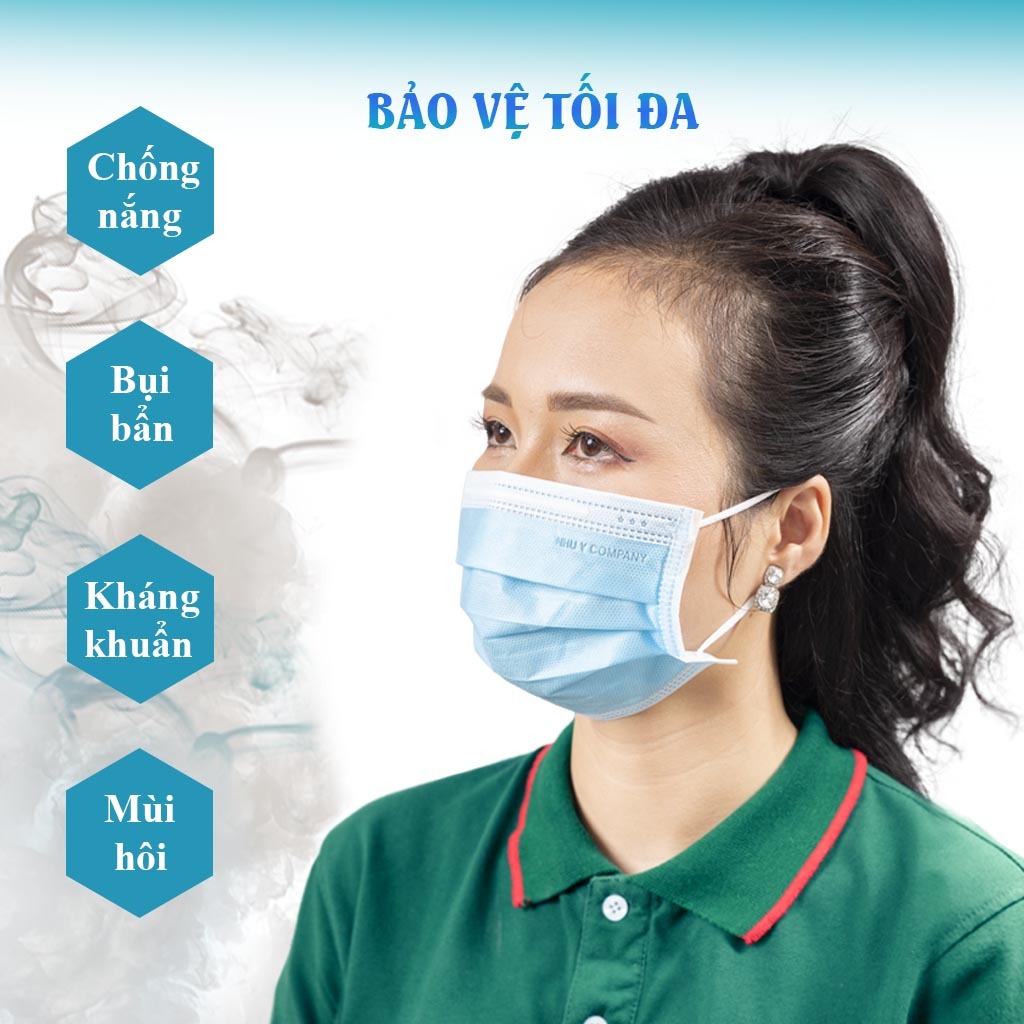 [Combo 10 hộp] khẩu trang y tế Như Ý Company 4 lớp giấy lọc kháng khuẩn, 5 màu - Hộp 50 cái