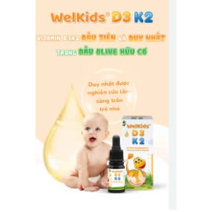 WelKids d3k2 tinh khiết bổ sung vitamin d3 k2 mk7 tan trong dầu olive hữu cơ tăng chiều cao cho bé dung tích 10ml