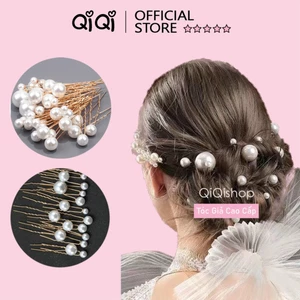 Set 18 Trâm Cài Tóc Chữ U Đính Ngọc Trai Giả Thanh Lịch Cho Cô Dâu QiQiShop