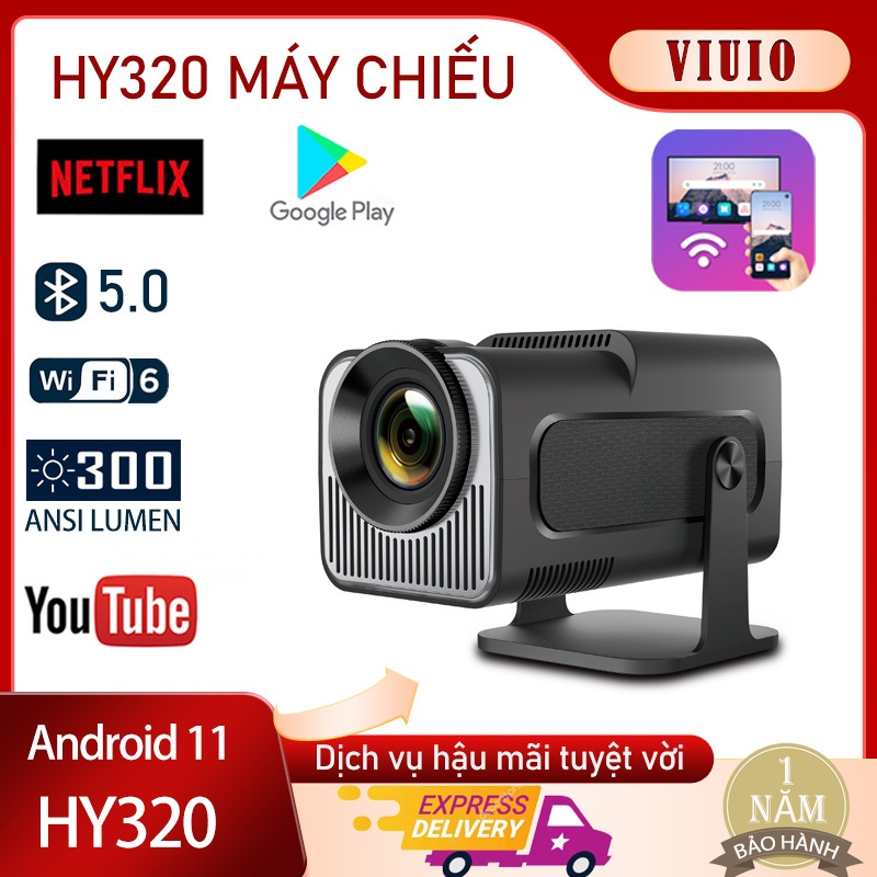 Máy chiếu Mini HY320 Mini Android 11Full HD 1080P WiFi6 Bluetooth 4K ...