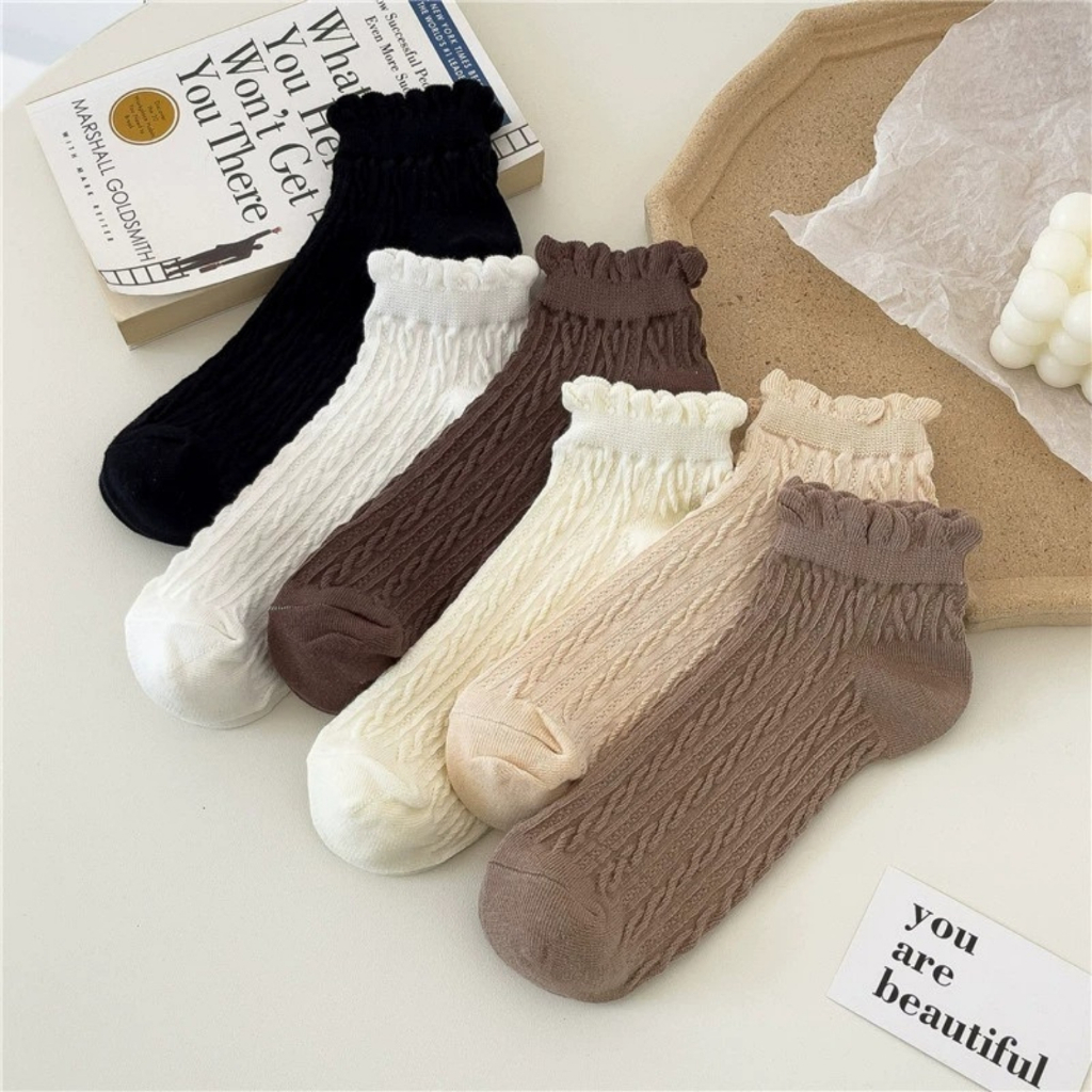 Tất Nữ Cotton Họa Tiết Xoắn Nổi Cá Tính - Vớ Nữ Co Giãn 4 Chiều Thấm Hút ZANABRA T685