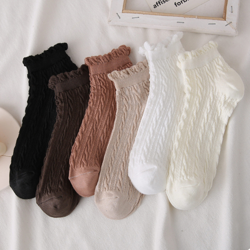 Tất Nữ Cotton Họa Tiết Xoắn Nổi Cá Tính - Vớ Nữ Co Giãn 4 Chiều Thấm Hút ZANABRA T685