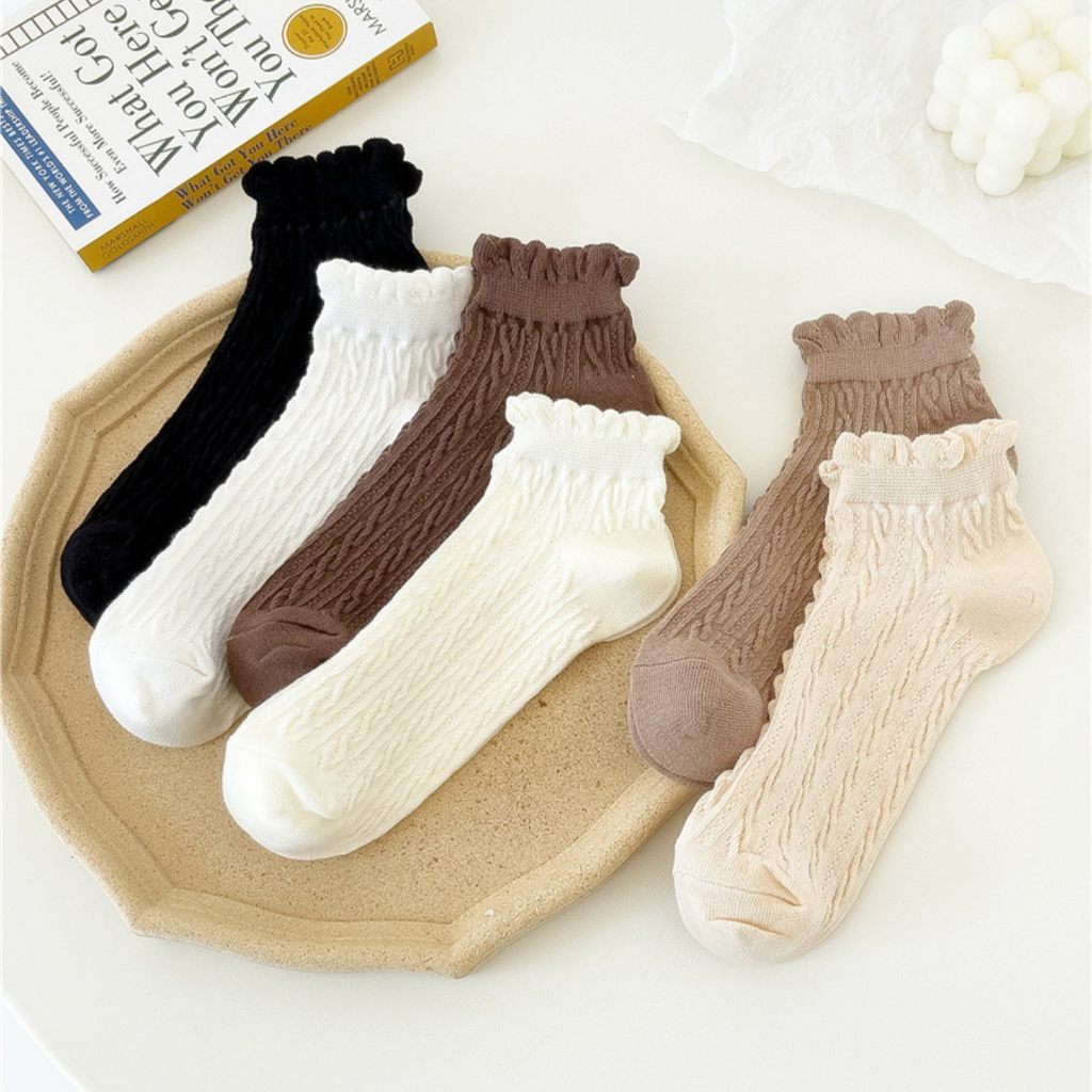 Tất Nữ Cotton Họa Tiết Xoắn Nổi Cá Tính - Vớ Nữ Co Giãn 4 Chiều Thấm Hút ZANABRA T685