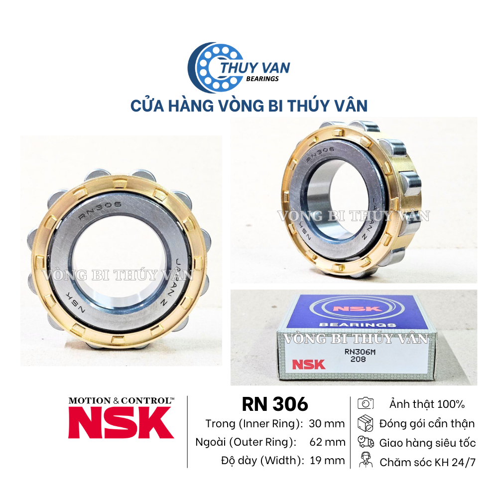 Vòng bi bạc đạn đũa lệch tâm, hộp số, mô tơ RN 306 307 309 hãng NSK ...