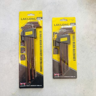 Bộ Lục Giác 9 Chi Tiết  Đầu Bi Loại Dài - Chất liệu Thép S2 Chống Mòn, Gỉ - Vặn Mở Ốc Vít LANLONG
