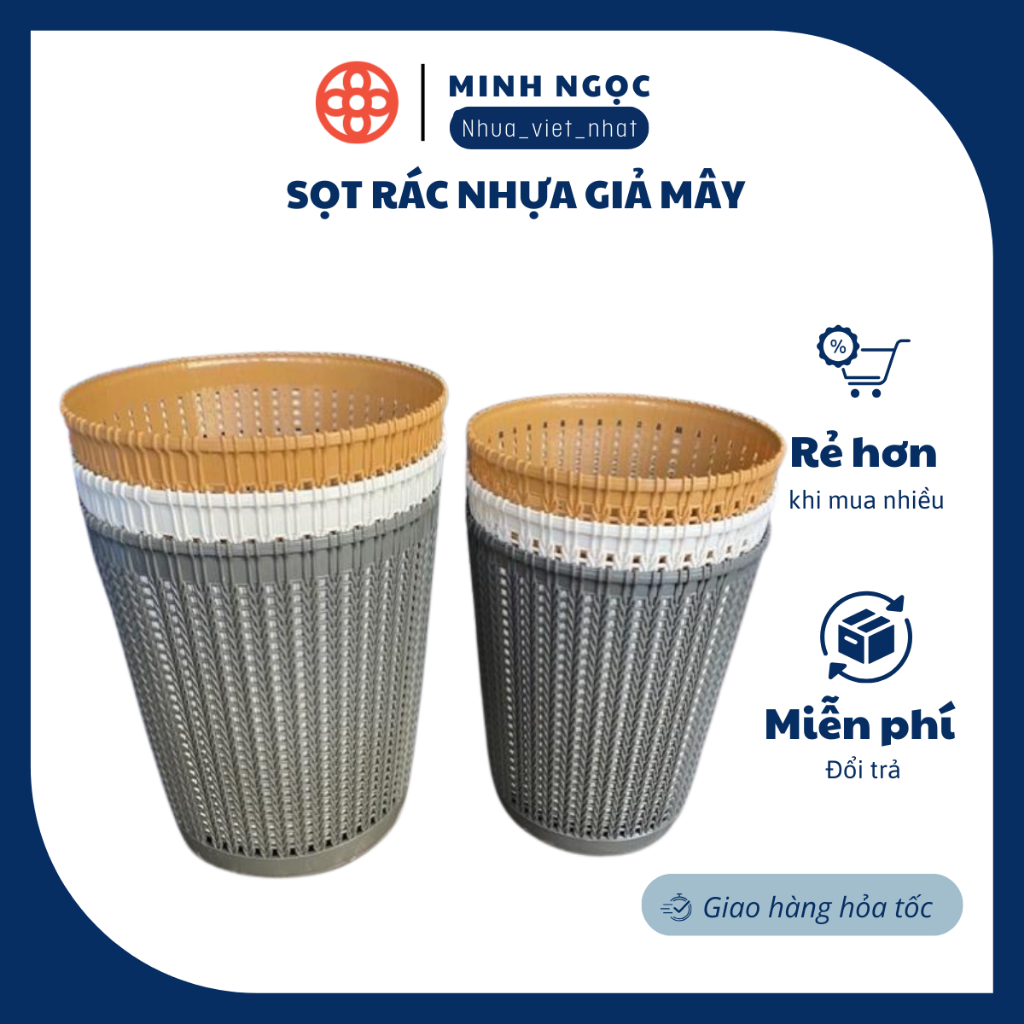 COMBO 3 Sọt rác nhựa giả mây Việt Nhật, sọt rác nhà hàng quán ăn 5155 ...