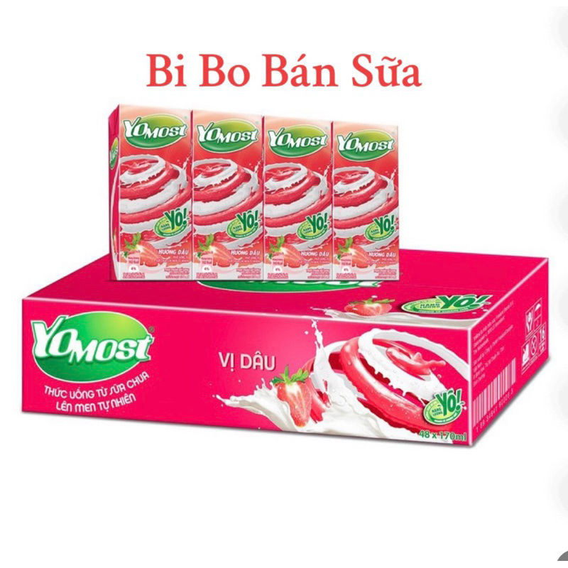 Thùng 48 Hộp Sữa Chua Lên Men Tự Nhiên Yomost Vị Dâu - 170ml | Shopee ...