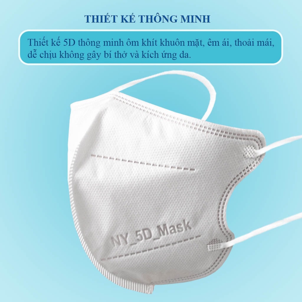 Combo 10 khẩu trang 5D Như Ý cao cấp, 5 màu, không xù lông, không bí thở, không đau tai