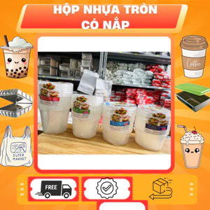 Hộp nhựa tròn có nắp dùng được lò vi sóng đủ size 350ml-500ml-600ml-700ml