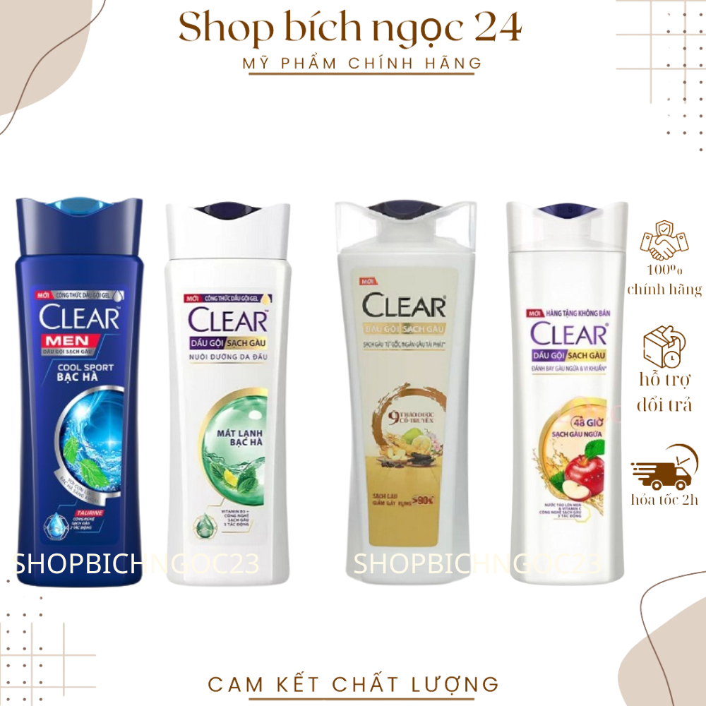 Dầu Gội Clear Bạc Hà Sạch Gàu Ngứa Clear Men 170g