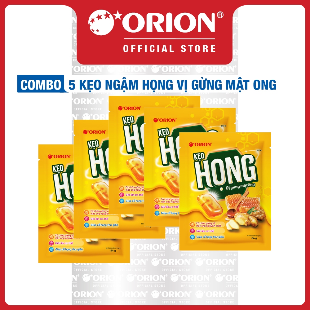 Combo 5 Gói Kẹo ngậm HỌNG vị gừng mật ong gói 84G