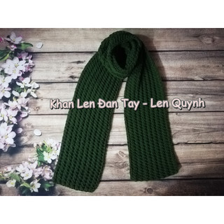 Khăn len đan tay - Khăn len handmade, màu xanh rêu