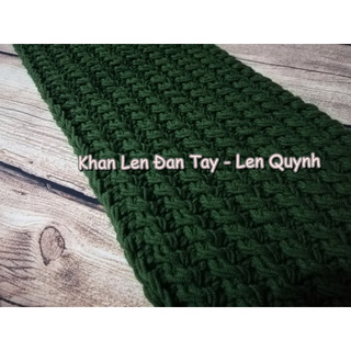 Khăn len đan tay - Khăn len handmade, màu xanh rêu
