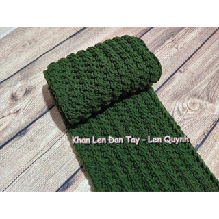 Khăn len đan tay - Khăn len handmade, màu xanh rêu