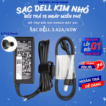 Sạc Laptop Dell Chân nhỏ 19.5V- 3.34A 65W LOẠI TỐT - Sạc Dell Chân nhỏ - Sạc máy tính Dell 19.5V- 3.34A 65W