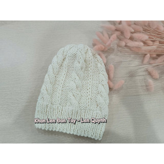 Mũ len đan tay cẩn thận từng mũi - Dáng mũ chuông vành gấp 2 ấm áp- Chất len milk cotton mềm mại